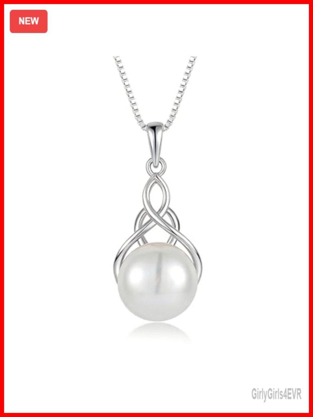 Celtic Knot Freshwater Pearl Pendant Necklace 925 Sterling Silver 18+2 Box Chain